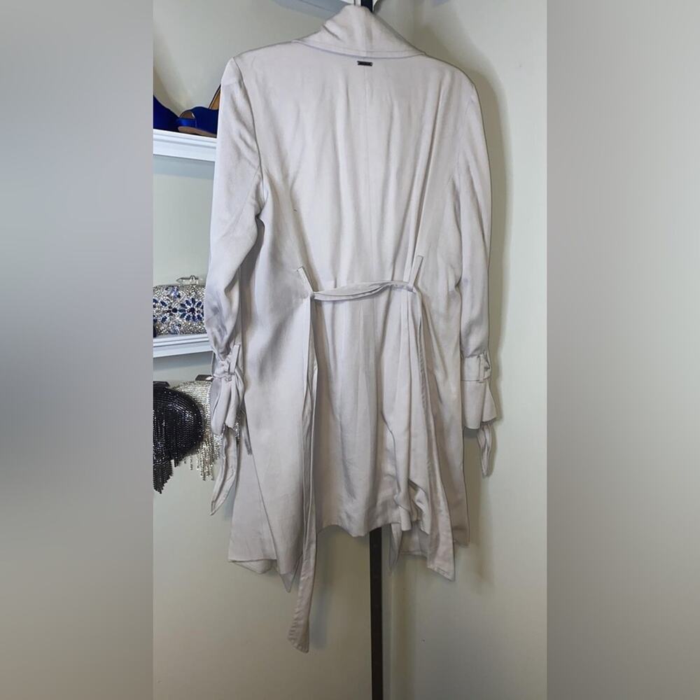 Women's cardigan, with flap, open front, thin, long sleeves, irregular hem - Picture 8 of 12